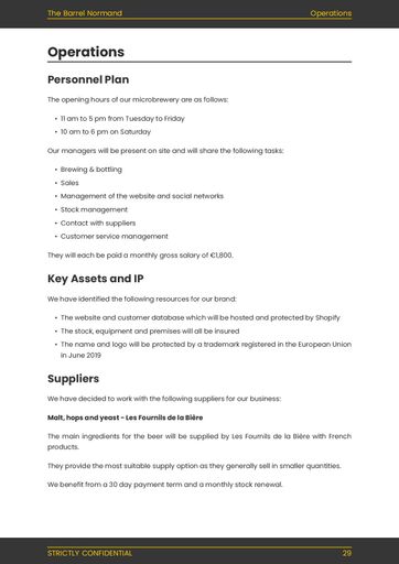 microbrewery business plan template: operations section