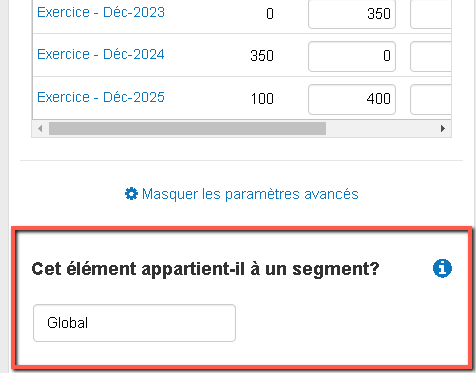 regroupement des actifs ou passifs en segments