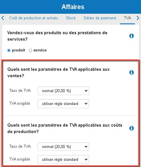 choisir le taux de TVA applicable