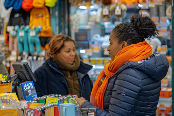entrepreneur working as a cashier to gain industry experience before opening her own gift shop