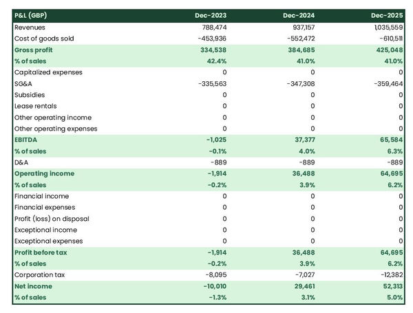 example of projected income statement for starting a watch and clock manufacturing business