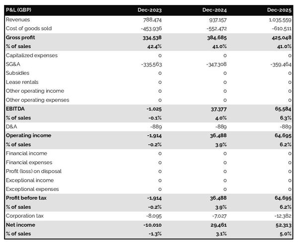projected profit and loss statement for opening a pump and compressor manufacturing business