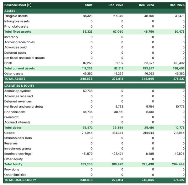 biker bar startup balance sheet example