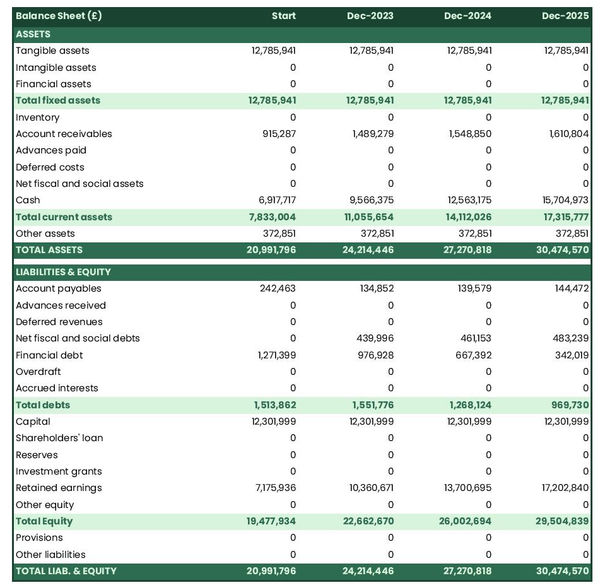 financial forecast to open a sewer management company balance sheet example
