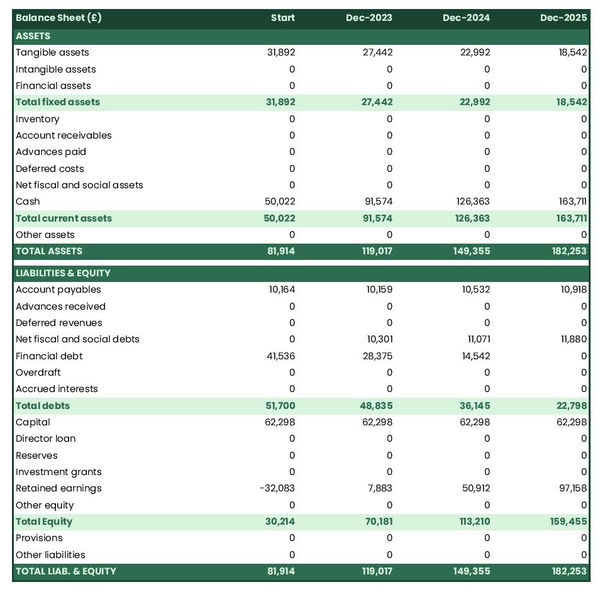 telecommunication gear wholesaler startup balance sheet example