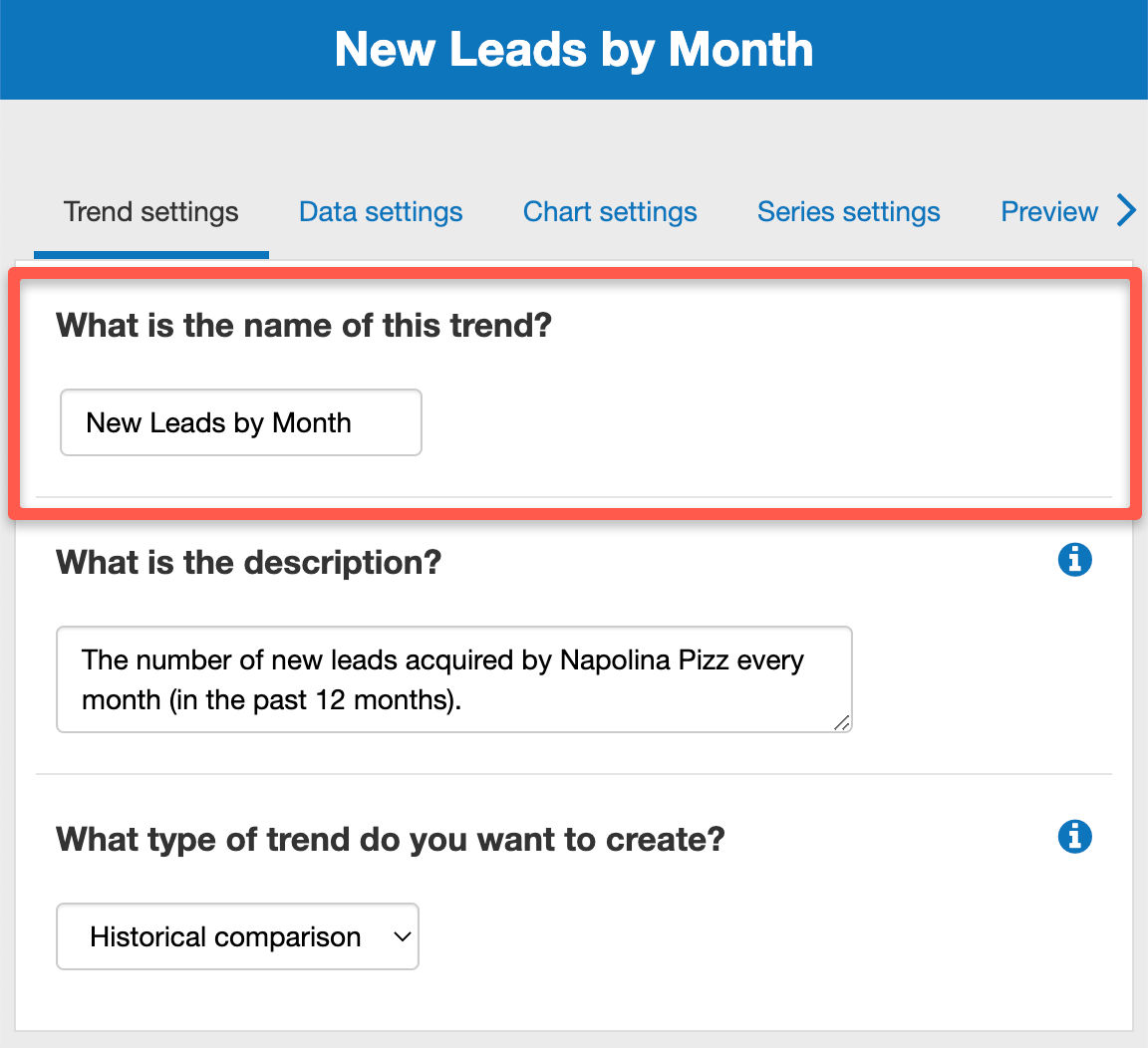 changing the name of a trend in The Business Plan Shop