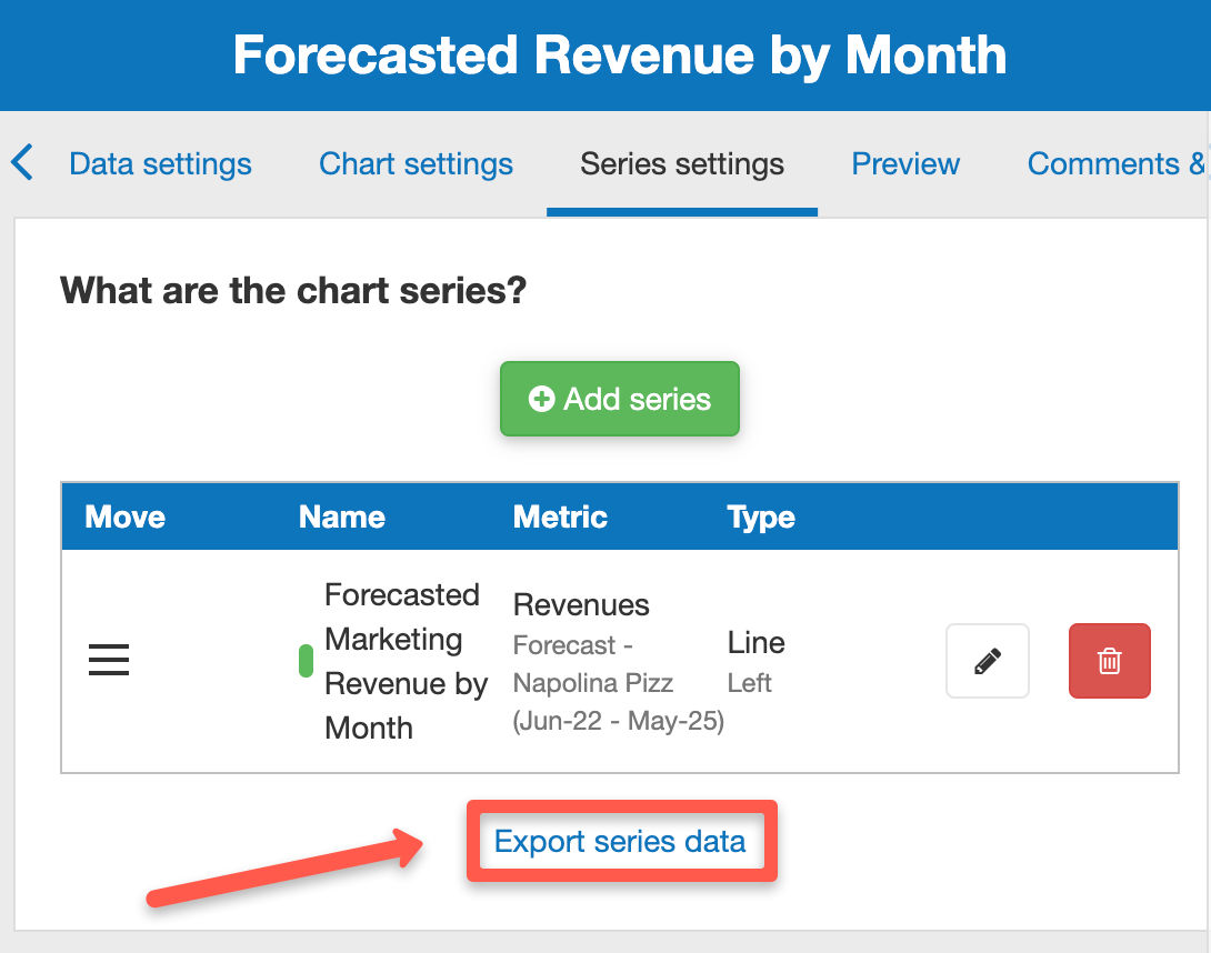  exporting my trend series data as a CSV file in The Business Plan Shop