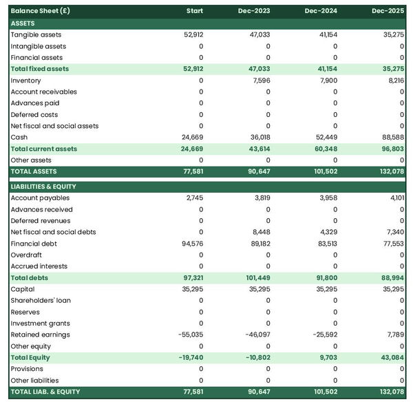 financial forecast to open a cowpea farm balance sheet example