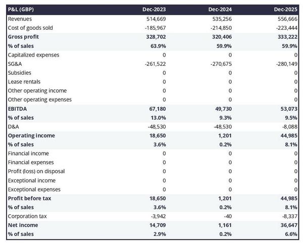 projected fruit and vegetable shop startup income statement