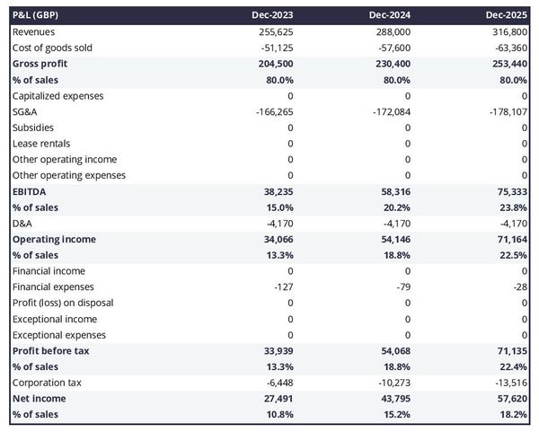 projected profit and loss statement for opening a pawnshop 