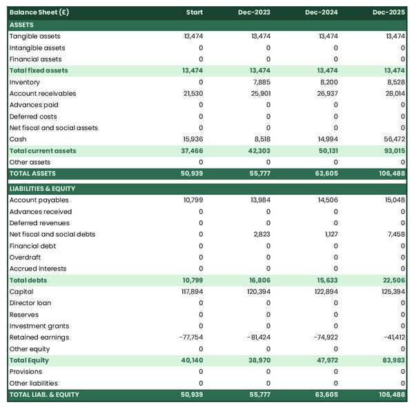 anise farm startup balance sheet example