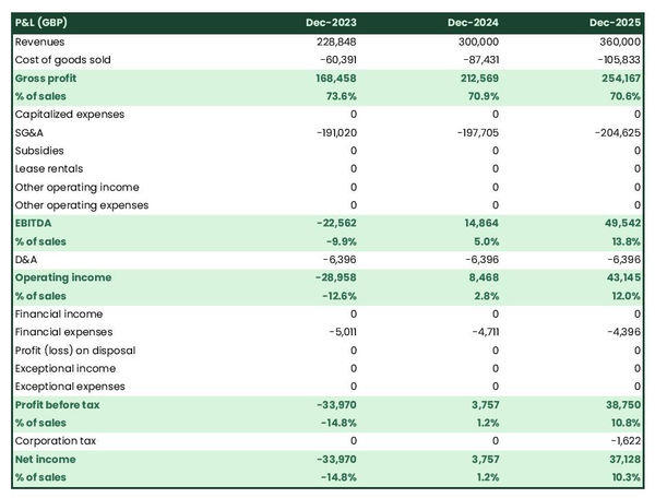 projected sheep farm startup income statement