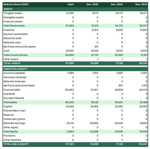 sheep farm startup balance sheet example