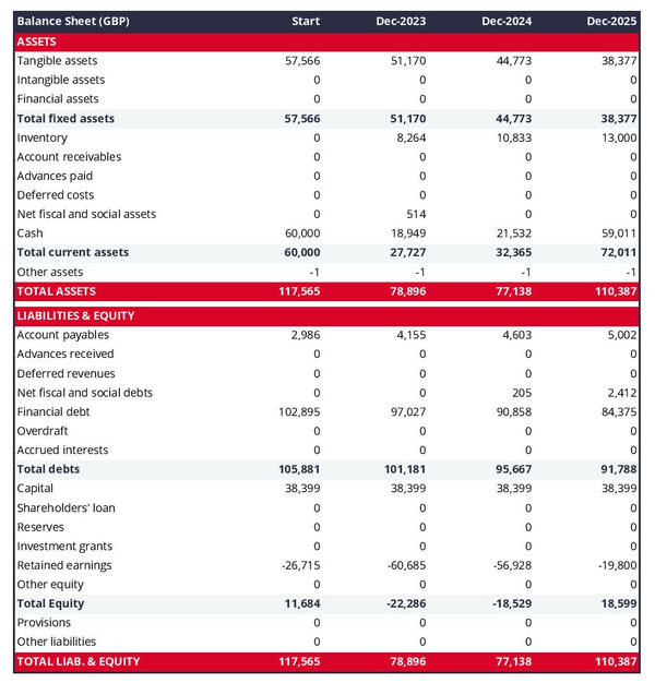 financial forecast to open a buffalo farm balance sheet example