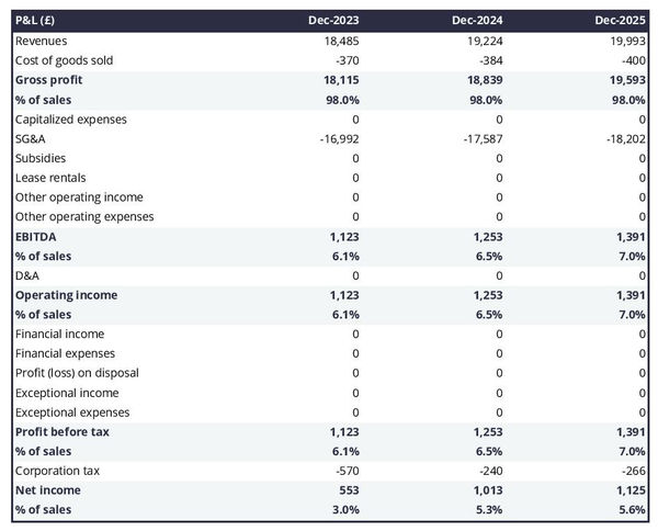 projected cat breeding company startup income statement
