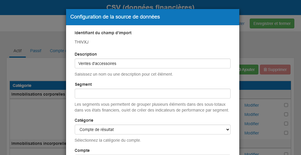 prévisionnel financier en ligne : import de données