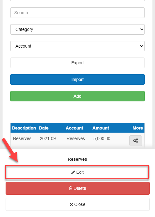 editing my historical financial data on mobile