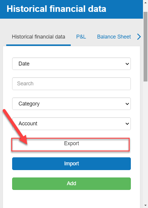 exporting my historical financial data from the software