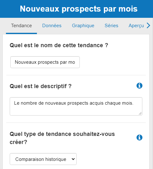 éditer une tendance dans le logiciel de gestion financière de The Business Plan Shop