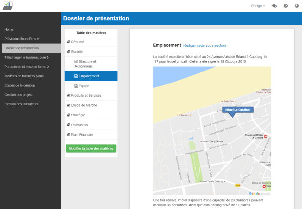 dossier présentation complet de business plan de reprise d'entreprise