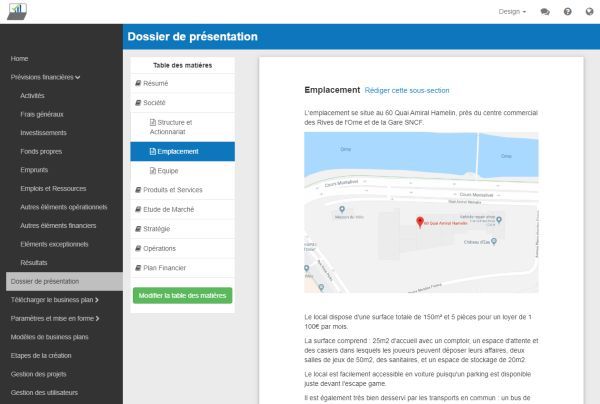 dossier présentation l'outil de business plan de création d'entreprise de The Business Plan Shop
