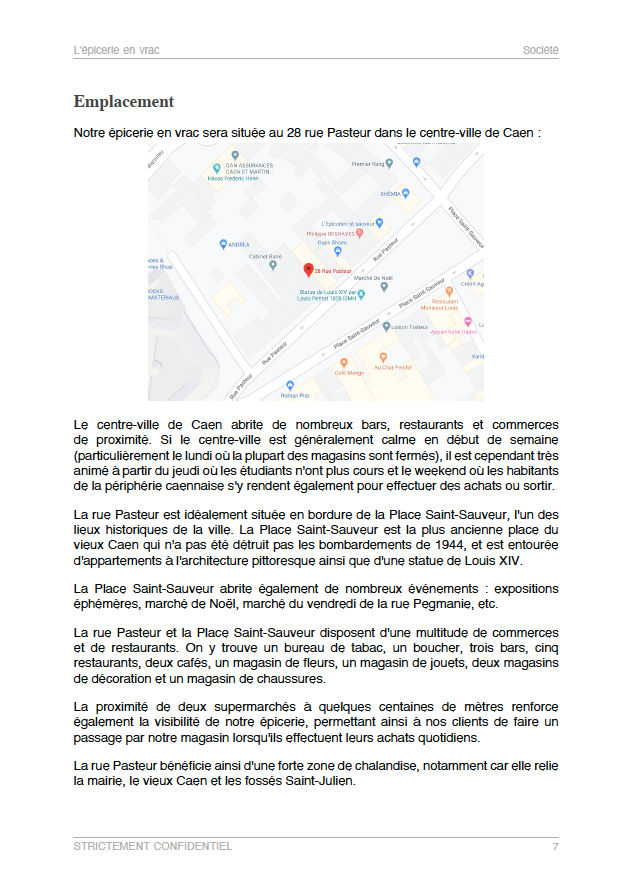 dossier de présentation du modèle de business plan d'épicerie en vrac