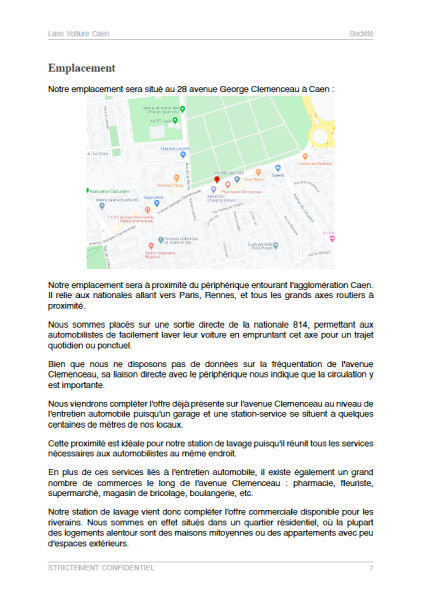 dossier de présentation de l'exemple de business plan station de lavage