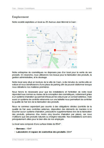 dossier de présentation du modèle de business plan marque de cosmétiques