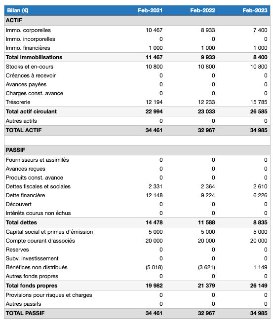 tableau bilan prévisionnel friperie
