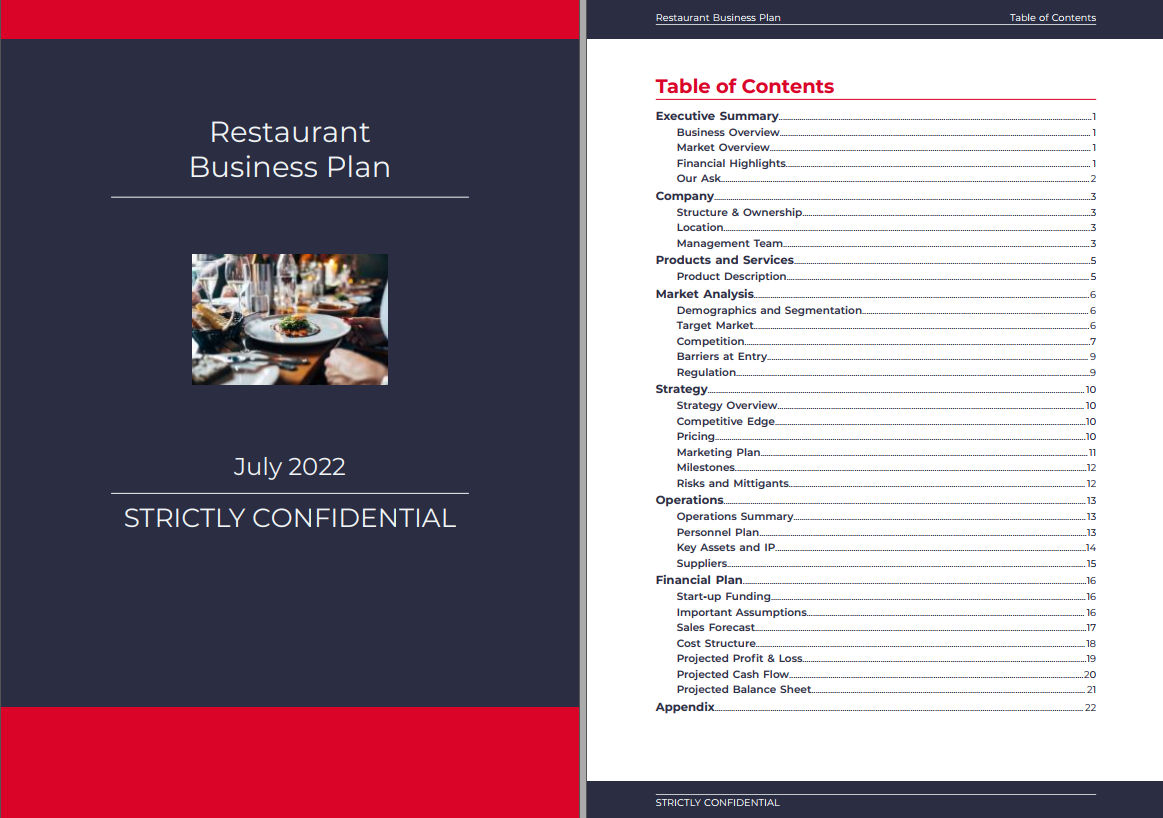 Open a restaurant business plan