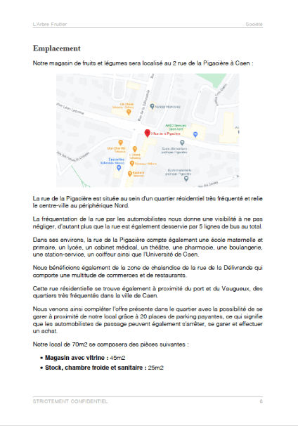 dossier de présentation du modèle de business plan marchand de fruits et légumes