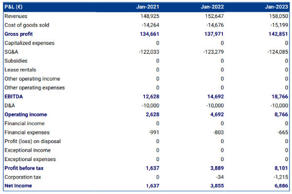 car wash business plan Profit & loss statement