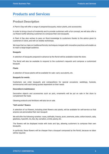 product and services description of the business plan examples