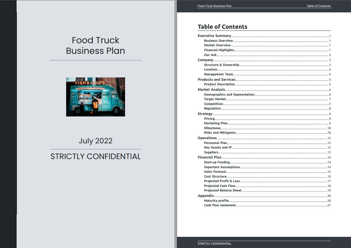 contents table food truck