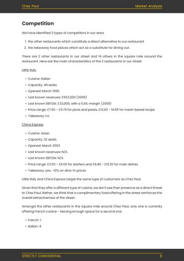 market analysis section of the restaurant business plan template