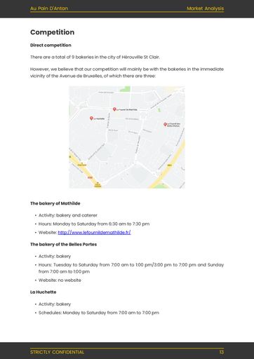 market analysis section of the bakery business plan template