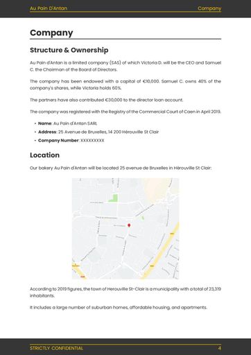 company overview included in bakery business plan template