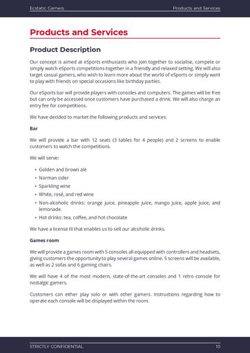 company overview included in eSports bar business plan template