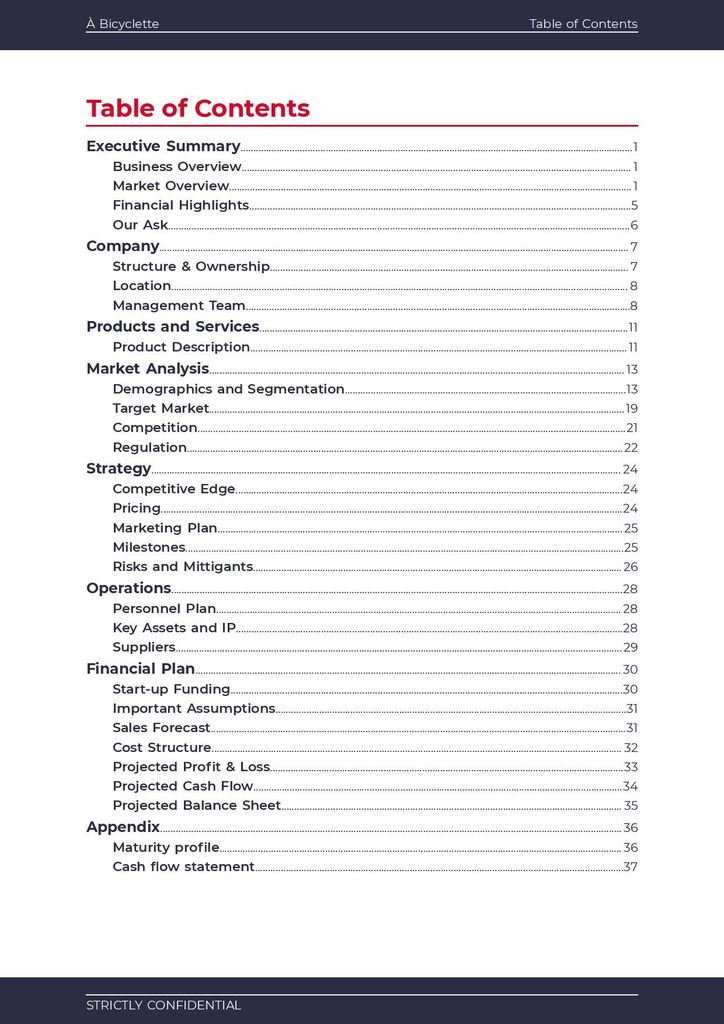 Bike shop business plan template