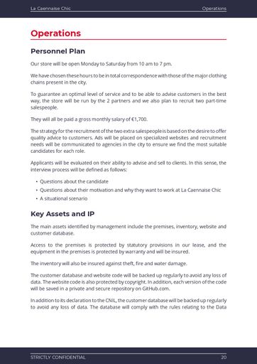 clothes shop business plan template: operations section