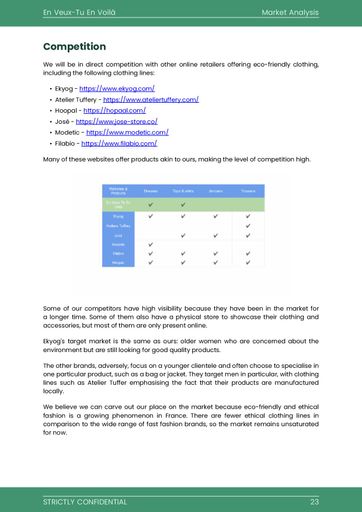 market analysis section of the clothing line business plan template