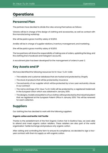 clothing line business plan template: operations section