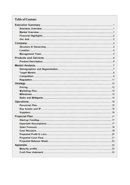 business plan template pizzeria summary