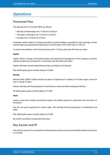 deli business plan template: operations section