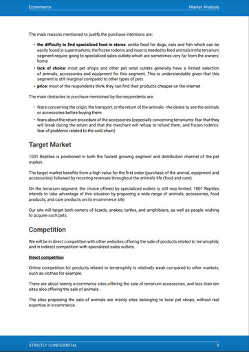 market analysis section of the e-commerce business plan template