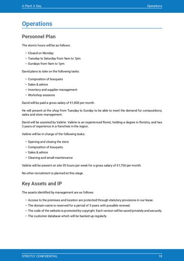florist business plan template: operations section
