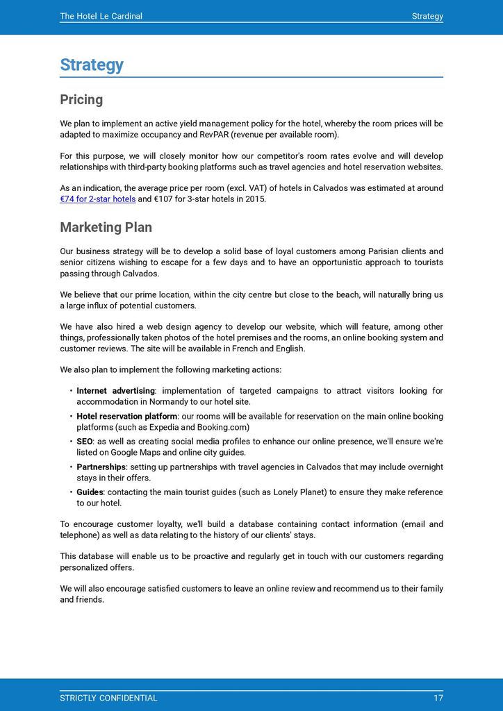 Hotel business plan template