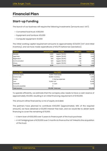food truck businesss plan template