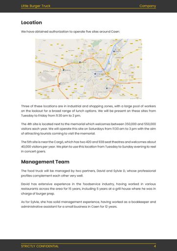 company overview included in food truck business plan template