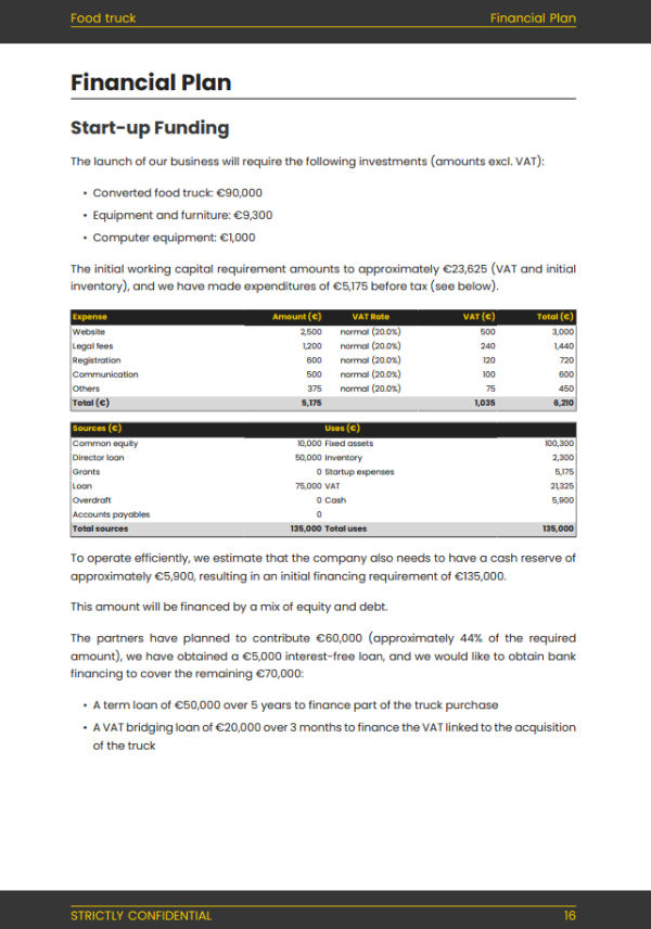 Food Truck Business Plan Template